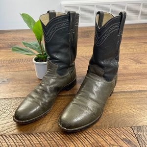 Justin Men’s 8D Gray Cowboy Western riding boot cowboy leather